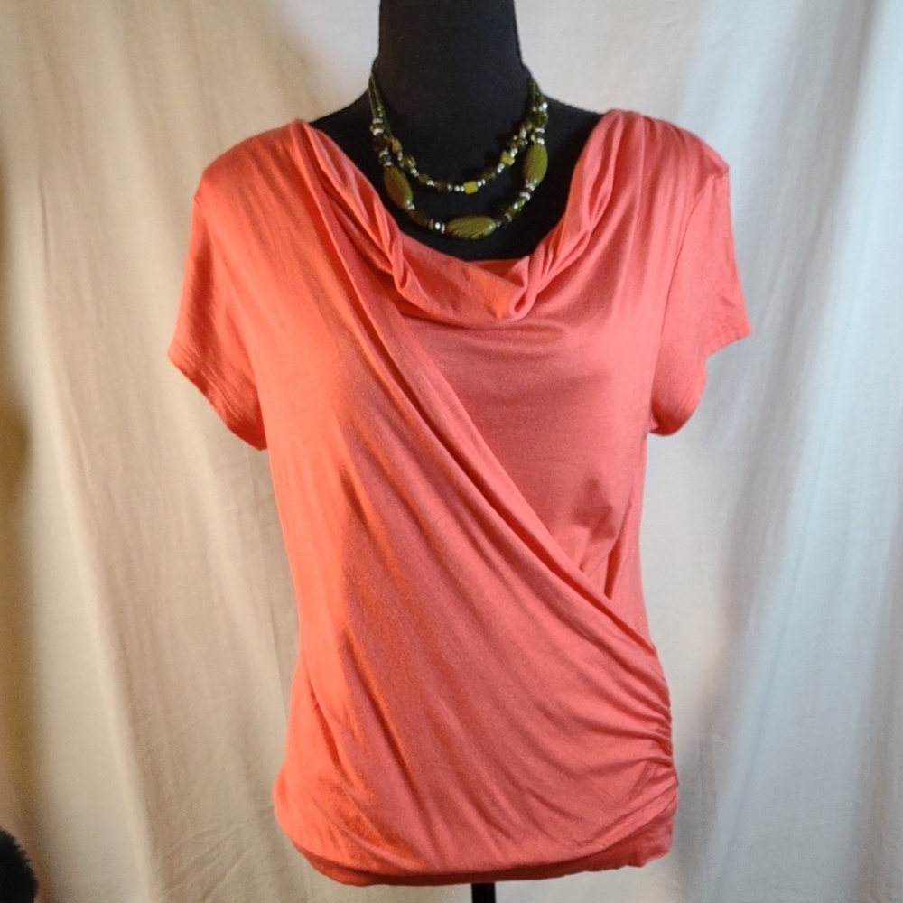 NWT Bellino Coral Draped Short Sleeve Top - Size M